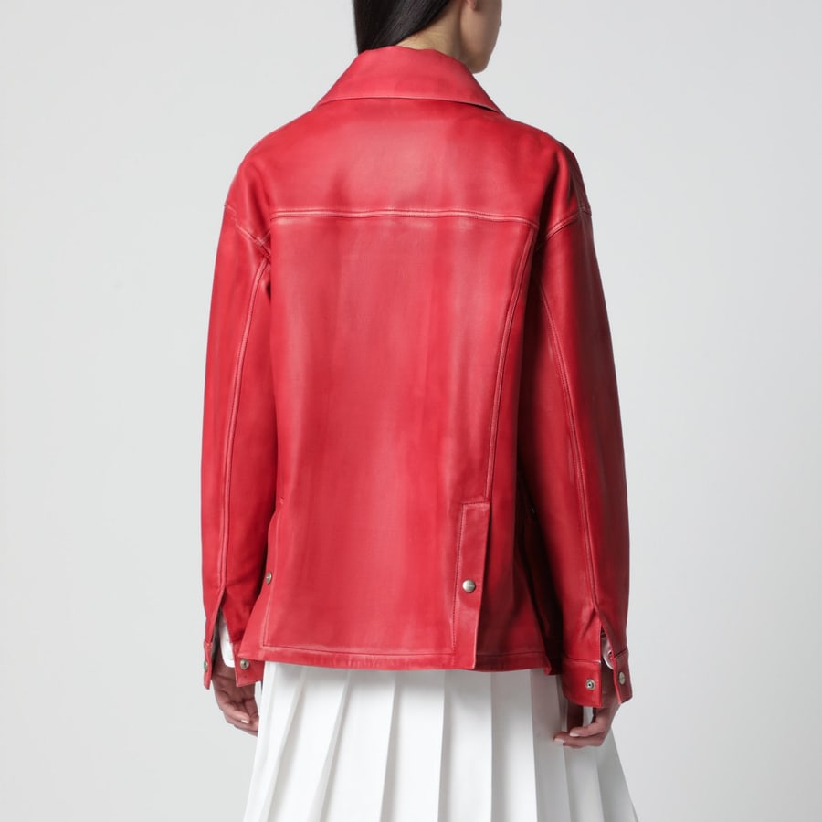 HALFBOY Parka in pelle rosso, view 3