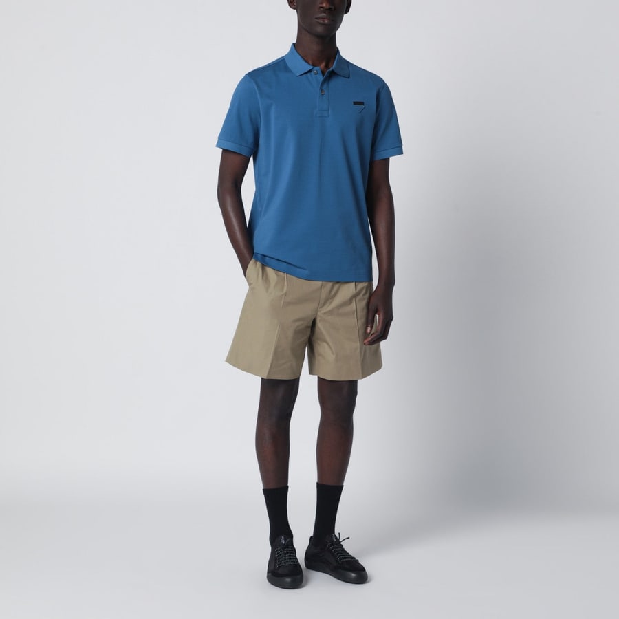 Prada Polo azzurra in piquet di cotone, view 2