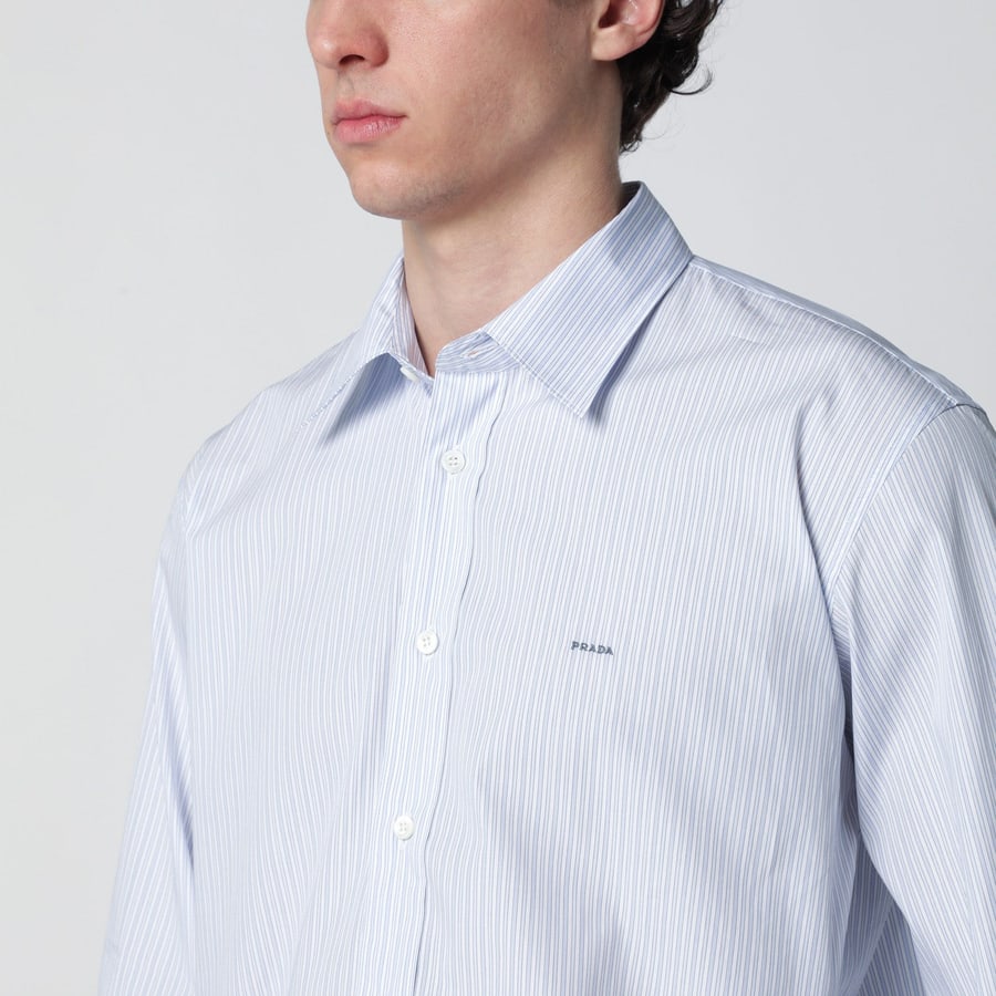 Prada Camicia in popeline di cotone a righe, view 4