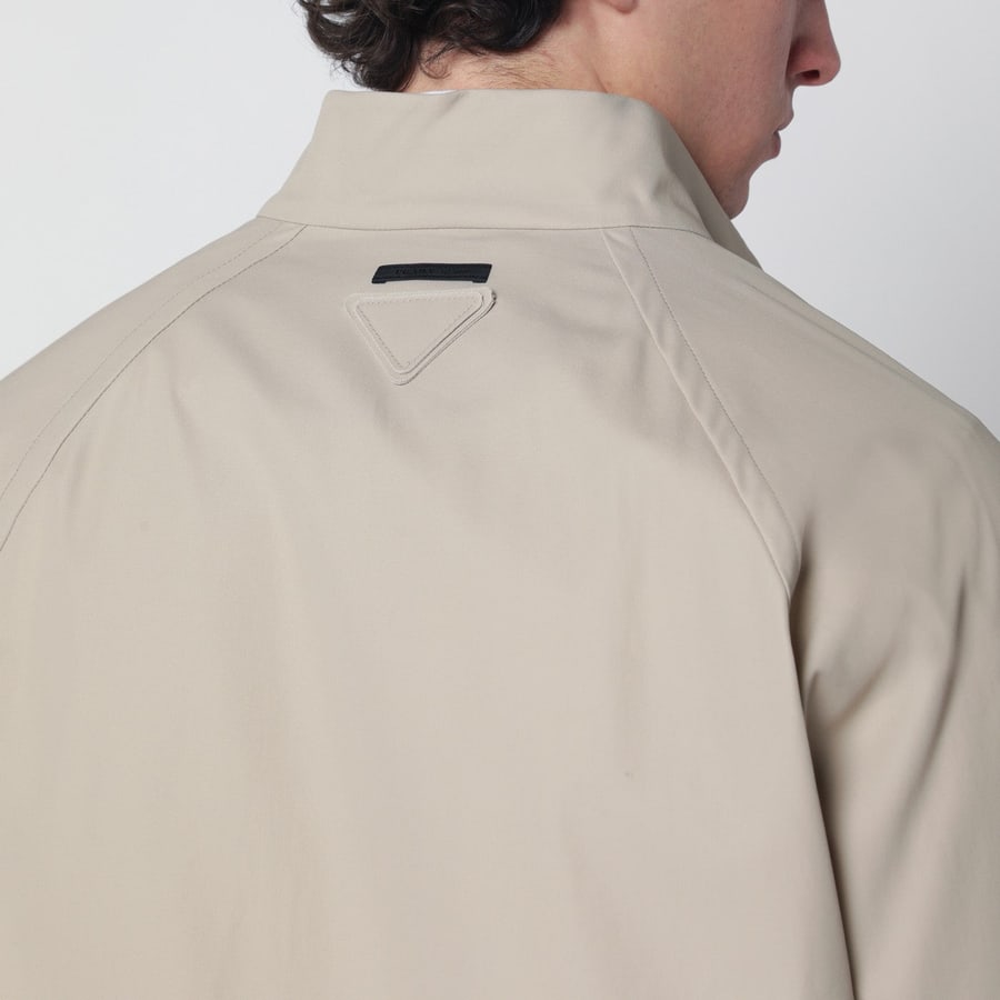 Prada Giacca con zip color sabbia in cotone, view 4