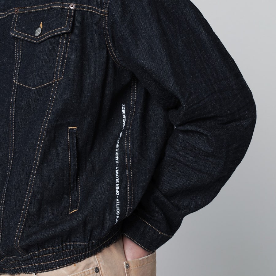 Dsquared2 Giacca con zip blu navy in denim, view 4