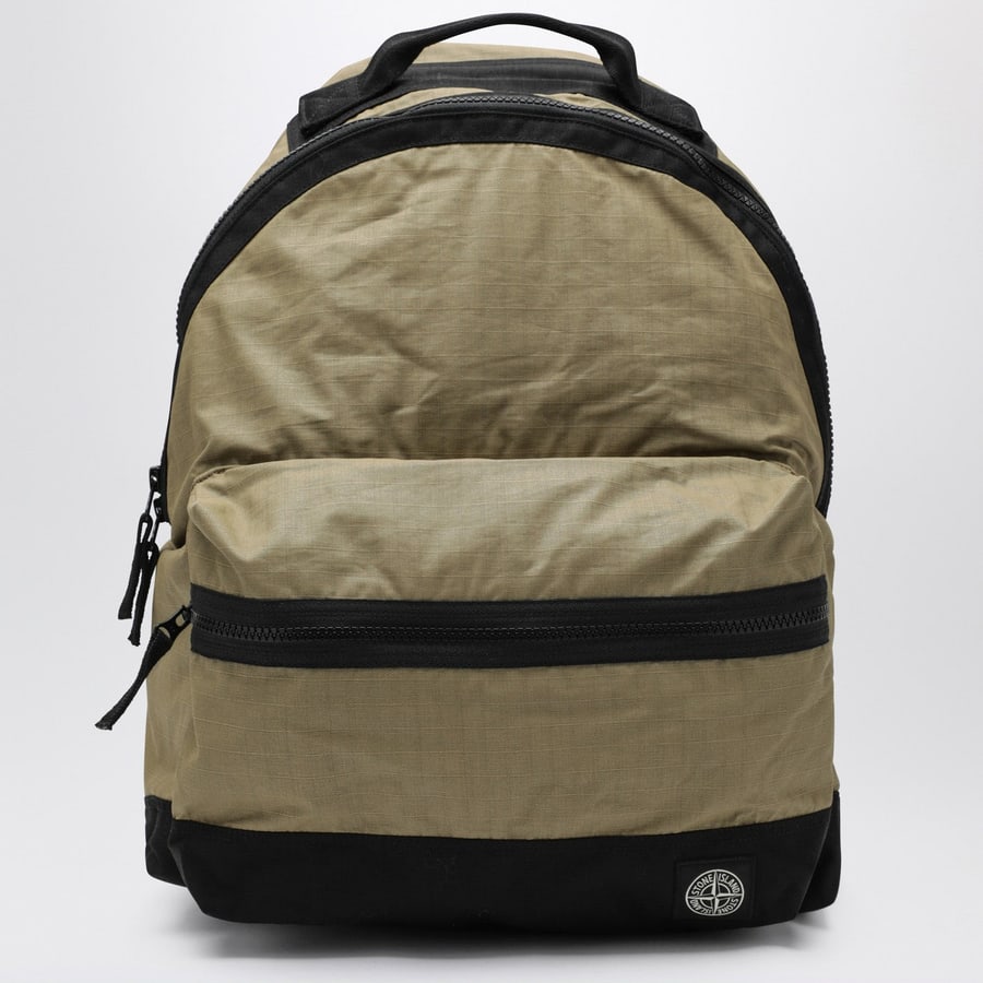 Stone Island Zaino in ripstop di cotone verde militare