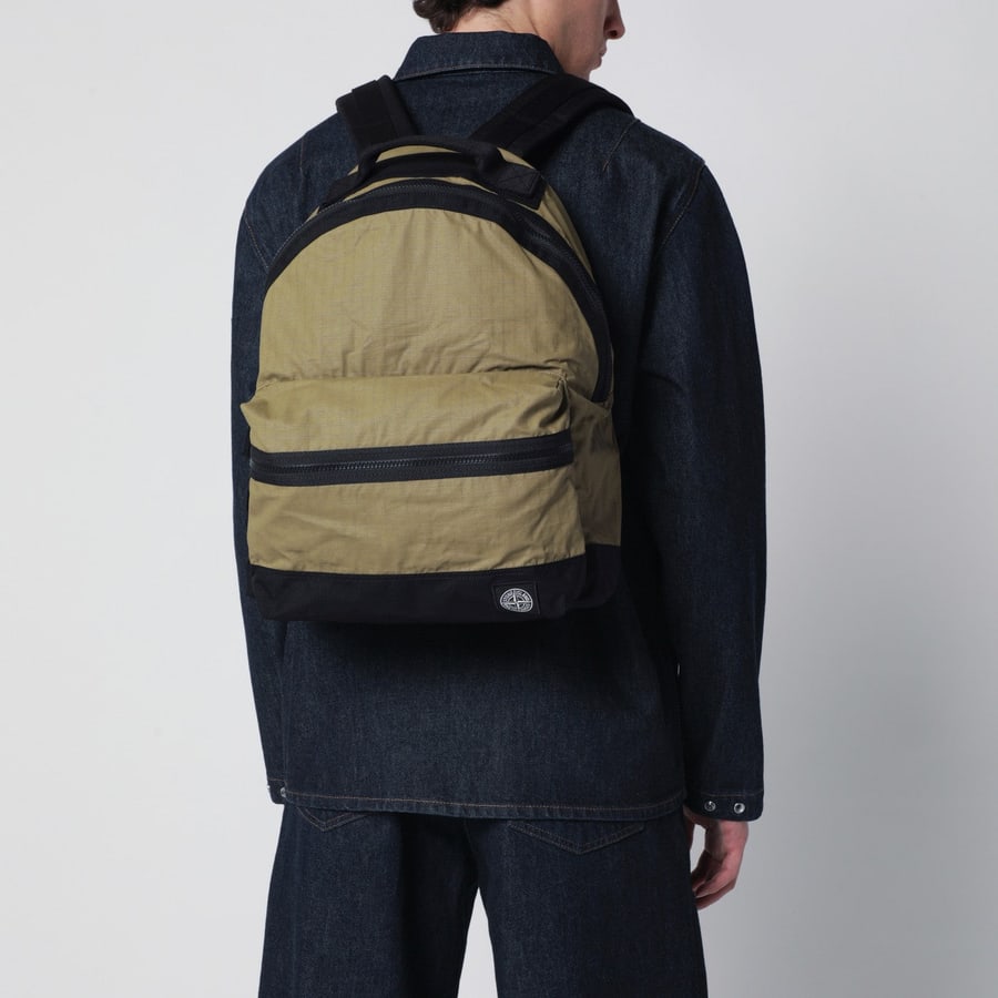 Stone Island Zaino in ripstop di cotone verde militare, view 2