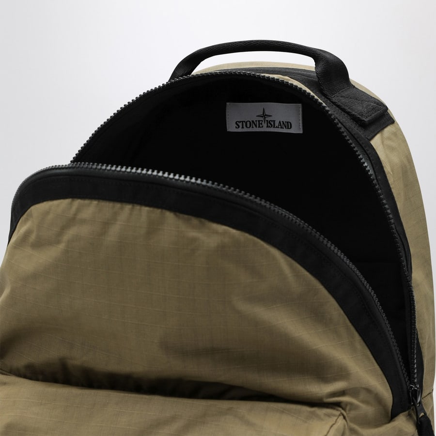 Stone Island Zaino in ripstop di cotone verde militare, view 5