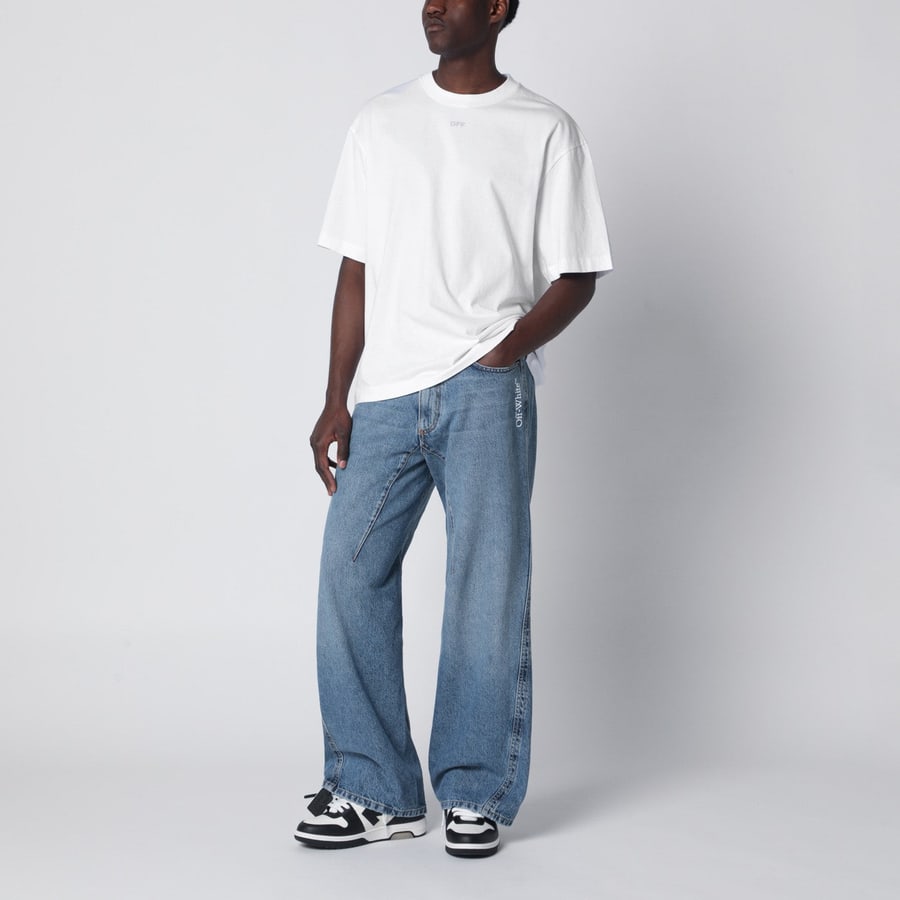 Off-White Jeans ampio azzurro con logo, view 2