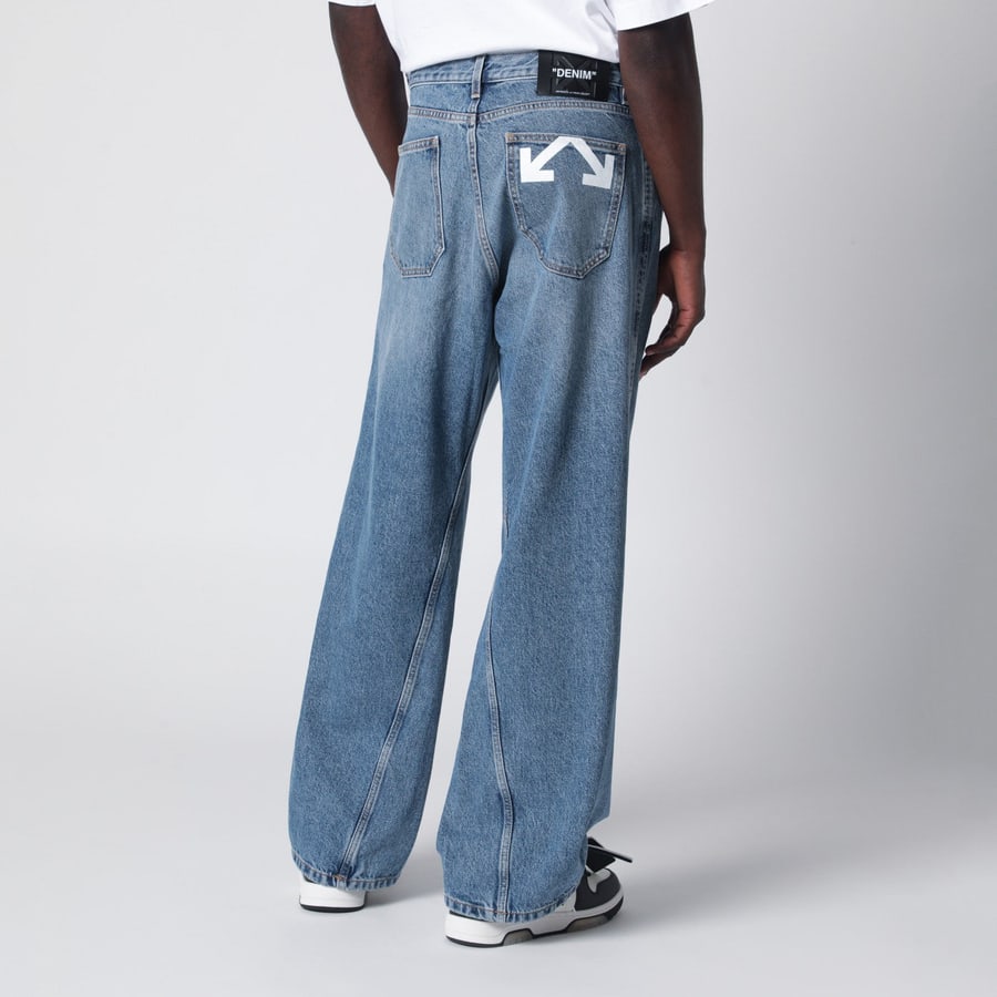 Off-White Jeans ampio azzurro con logo, view 4