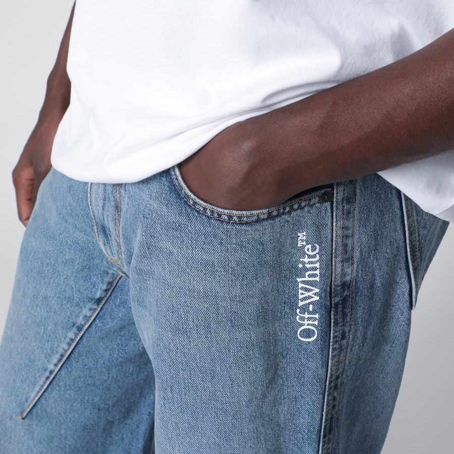 Off-White Jeans ampio azzurro con logo, view 5