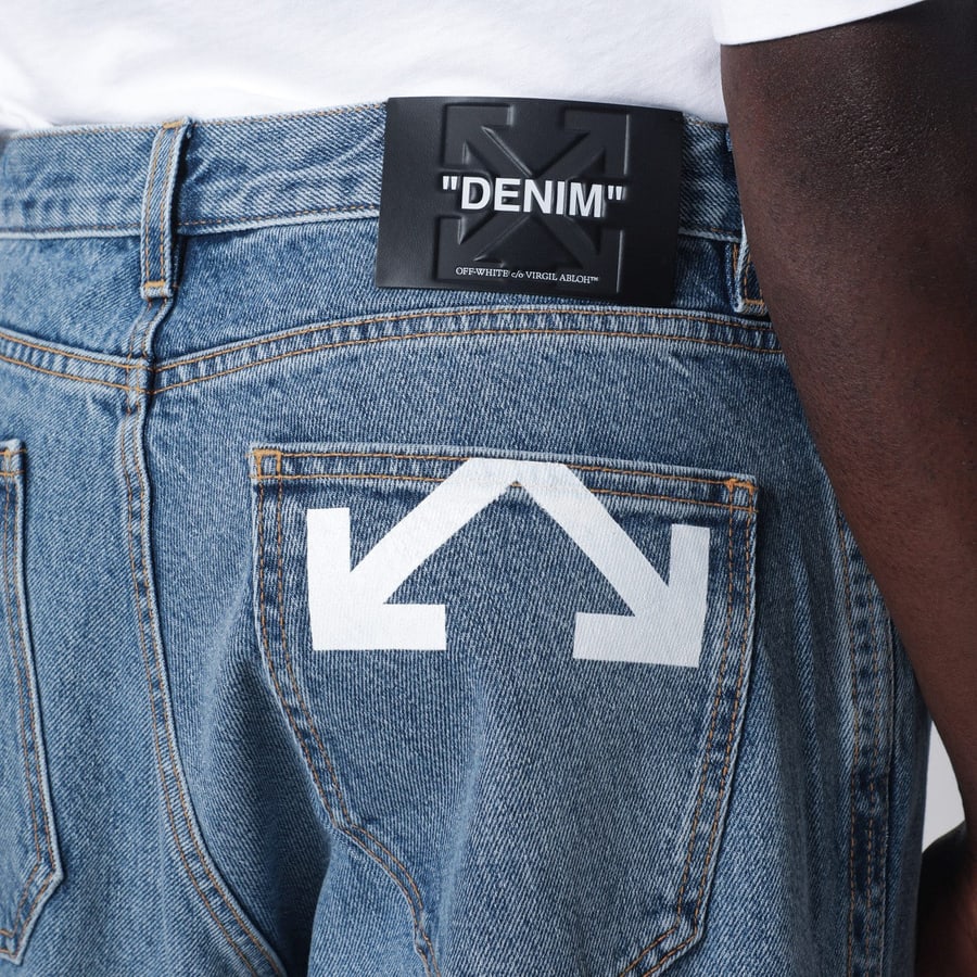 Off-White Jeans ampio azzurro con logo, view 6