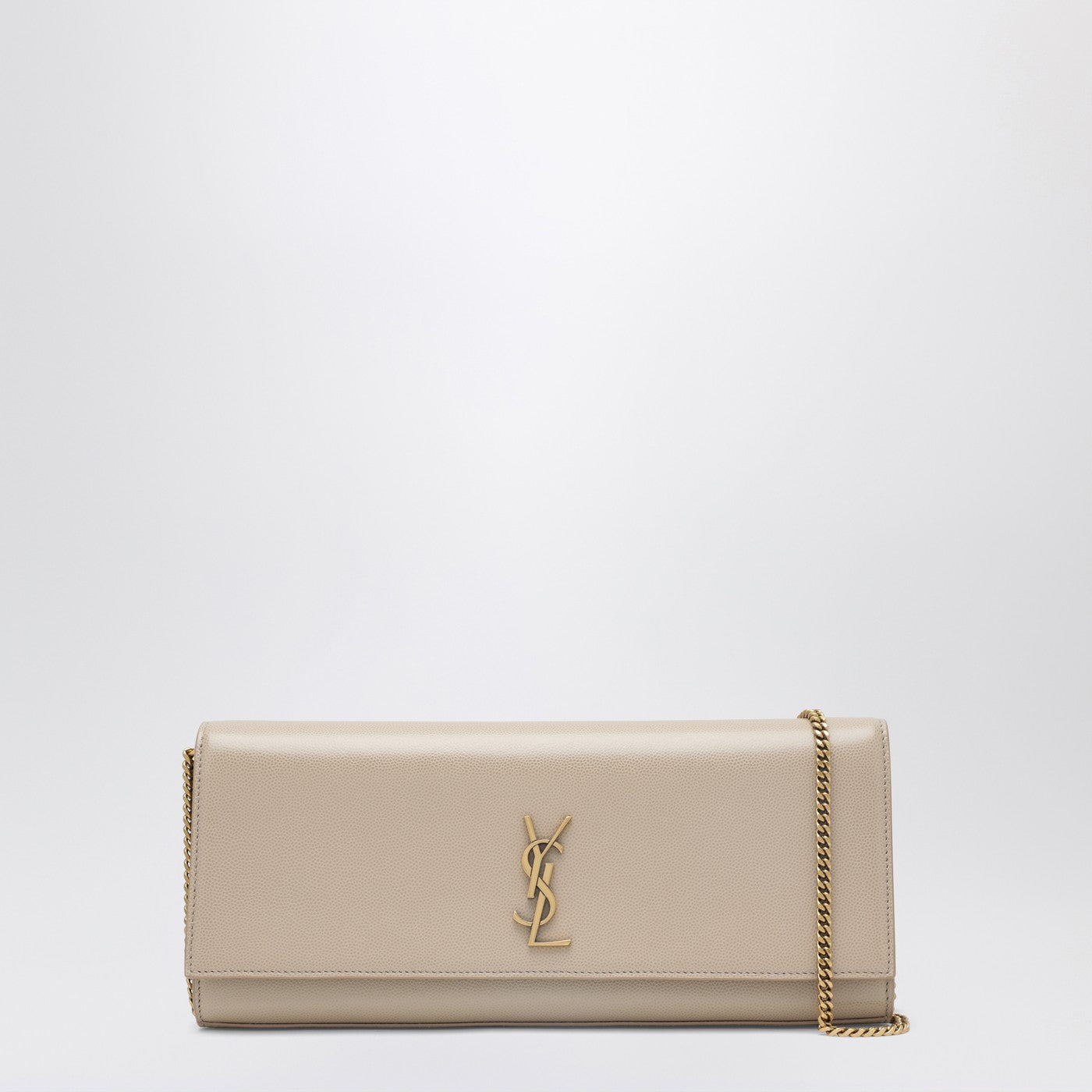 Saint Laurent Clutch Kate beige in pelle grain de poudre