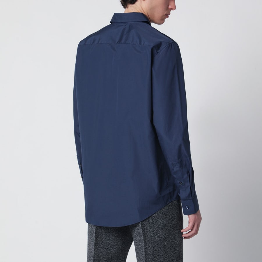 Burberry Camicia blu in cotone con EKD, view 3