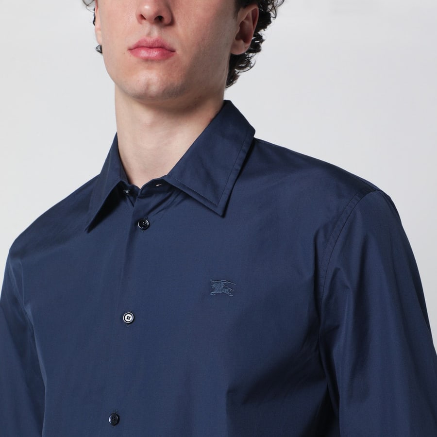 Burberry Camicia blu in cotone con EKD, view 4