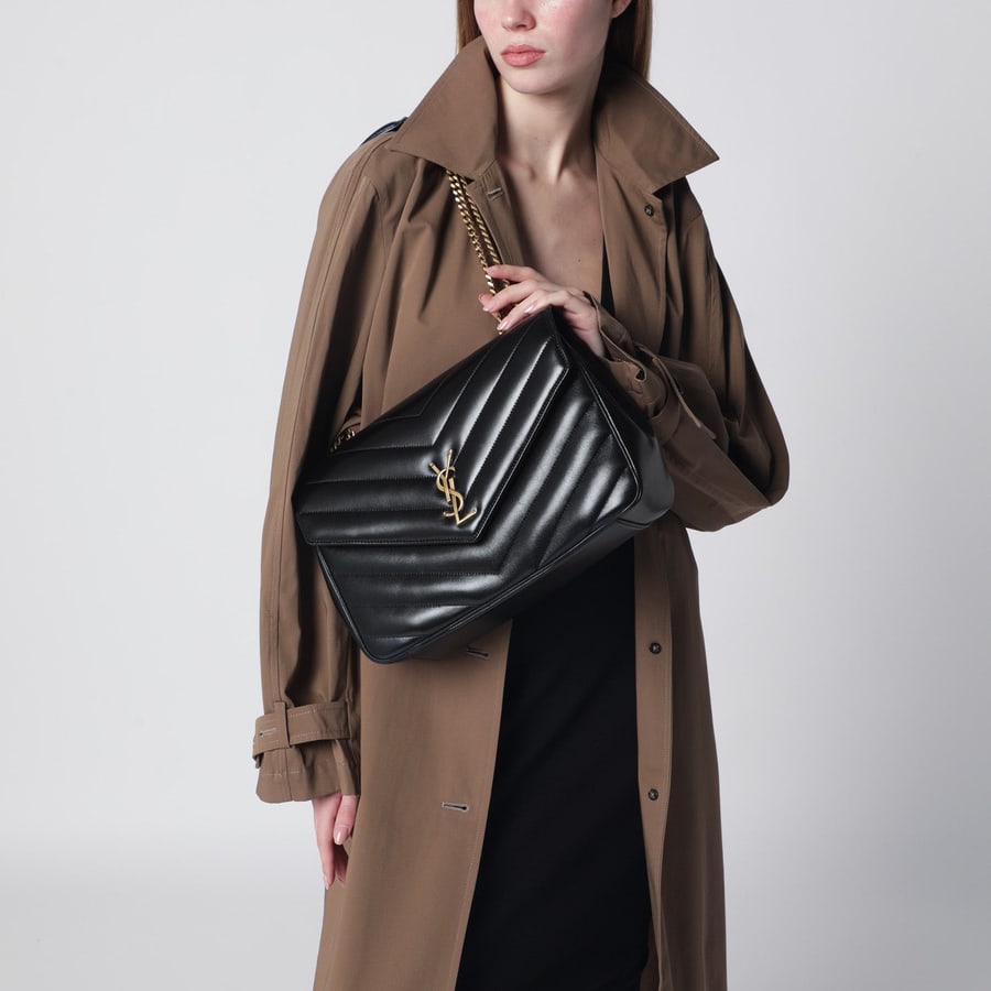 Saint Laurent Borsa LouLou Large nera in pelle, view 2