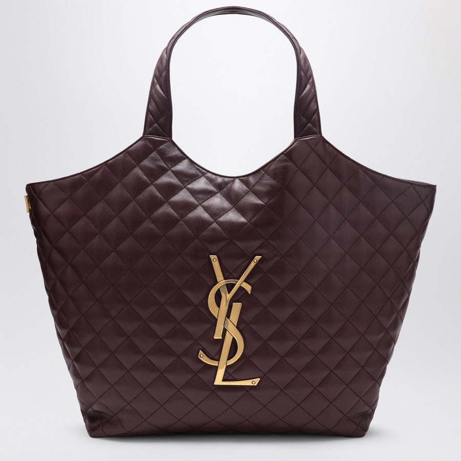 Saint Laurent Maxi borsa shopping Icare bordeaux in pelle trapuntata