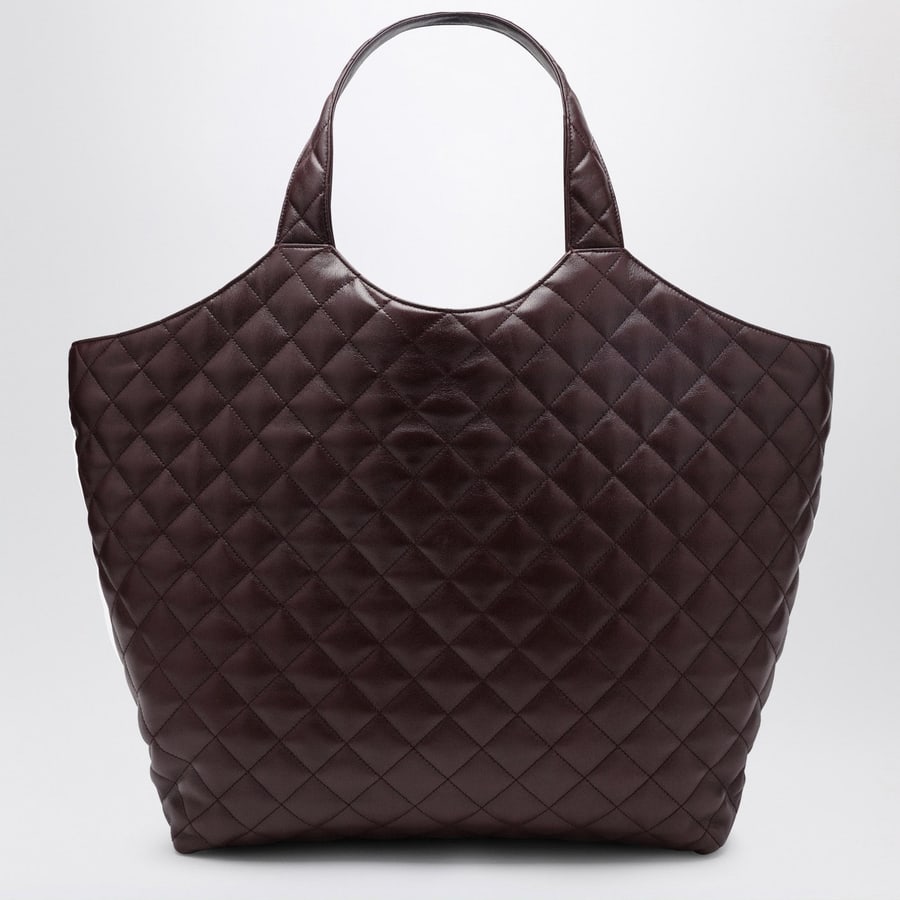 Saint Laurent Maxi borsa shopping Icare bordeaux in pelle trapuntata, view 4