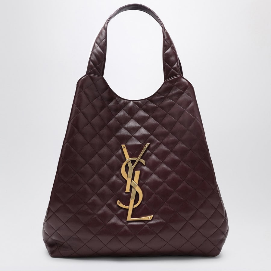 Saint Laurent Maxi borsa shopping Icare bordeaux in pelle trapuntata, view 7