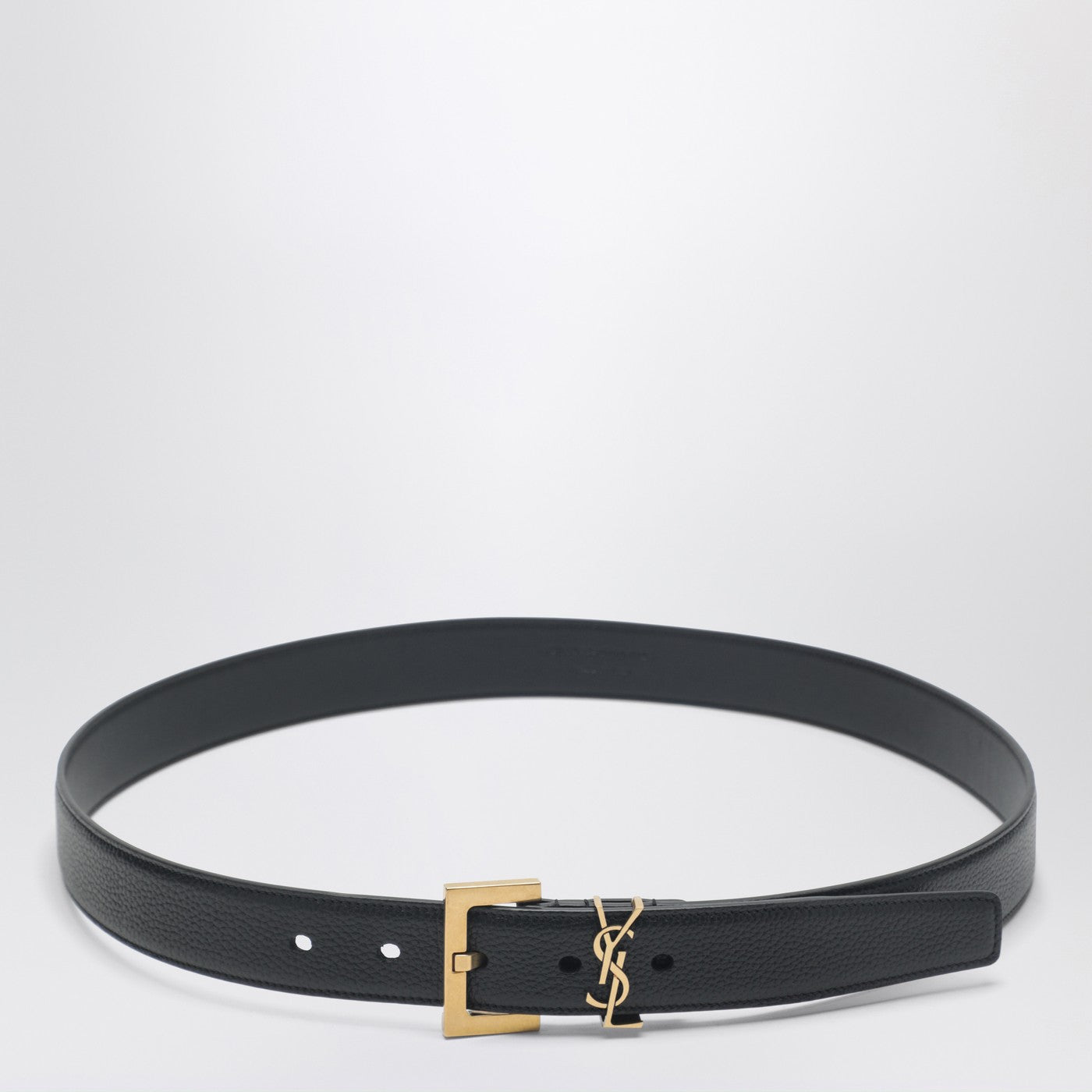 Saint Laurent Cintura Cassandre nera in pelle martellata