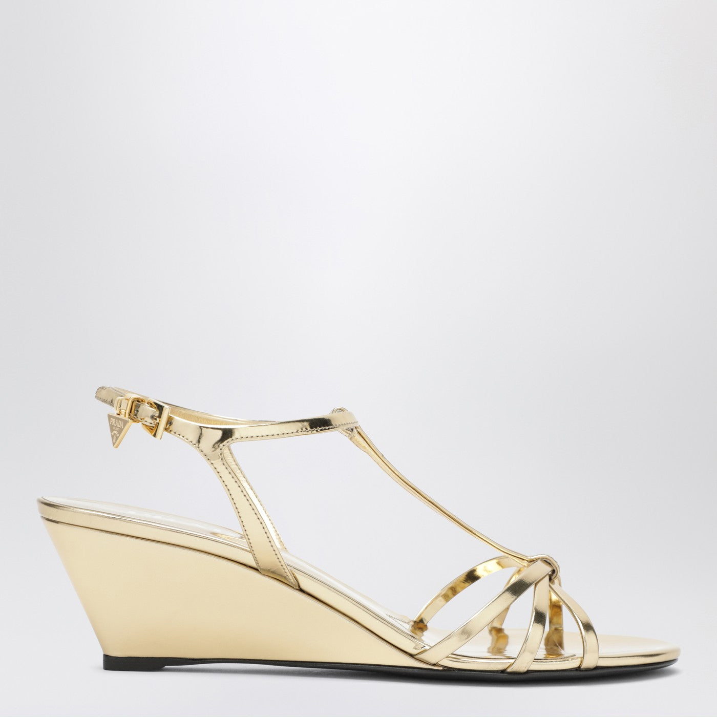 Prada Sandalo con zeppa in pelle platino