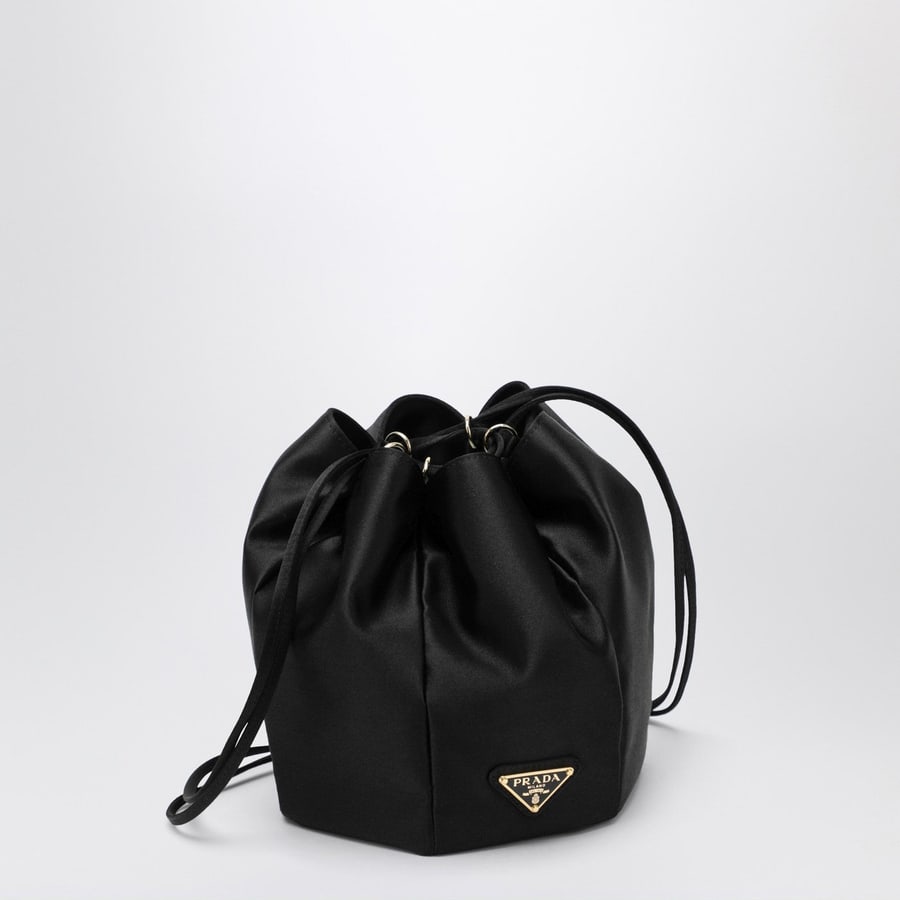 Prada Secchiello mini in raso nero, view 3