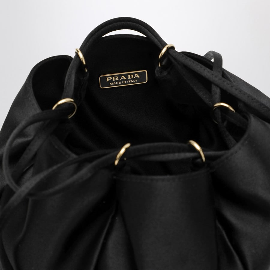 Prada Secchiello mini in raso nero, view 5