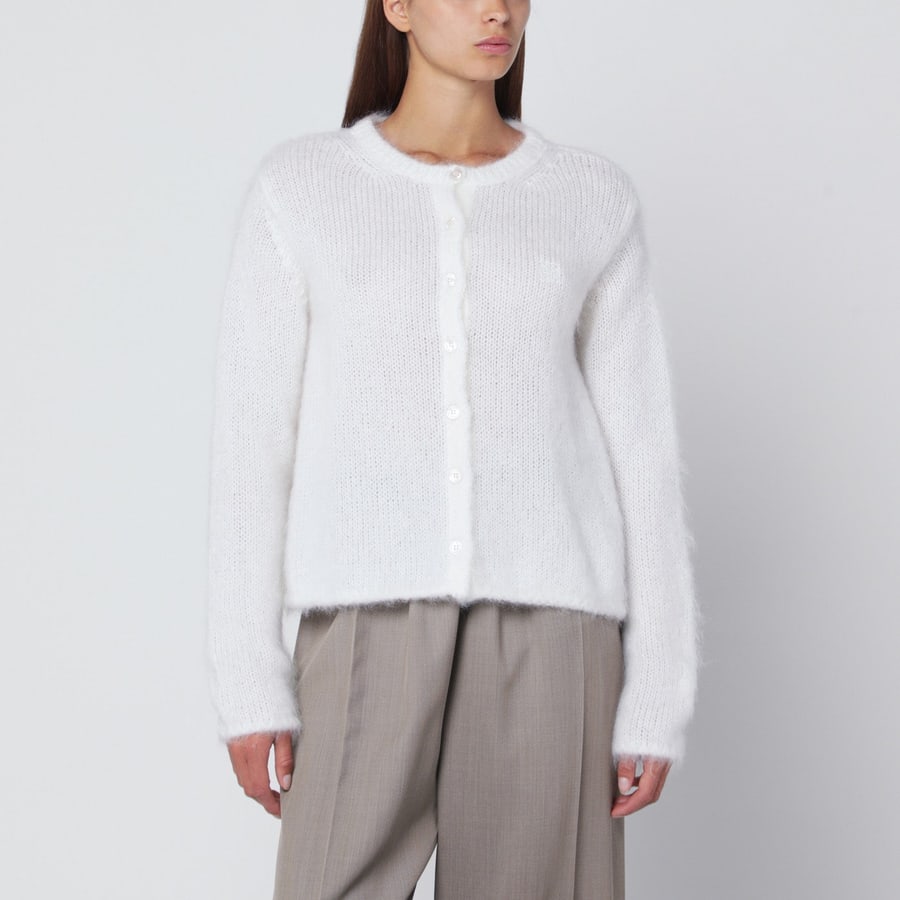 Loewe Cardigan bianco in misto mohair