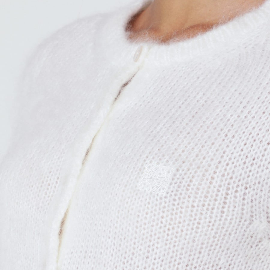 Loewe Cardigan bianco in misto mohair, view 4