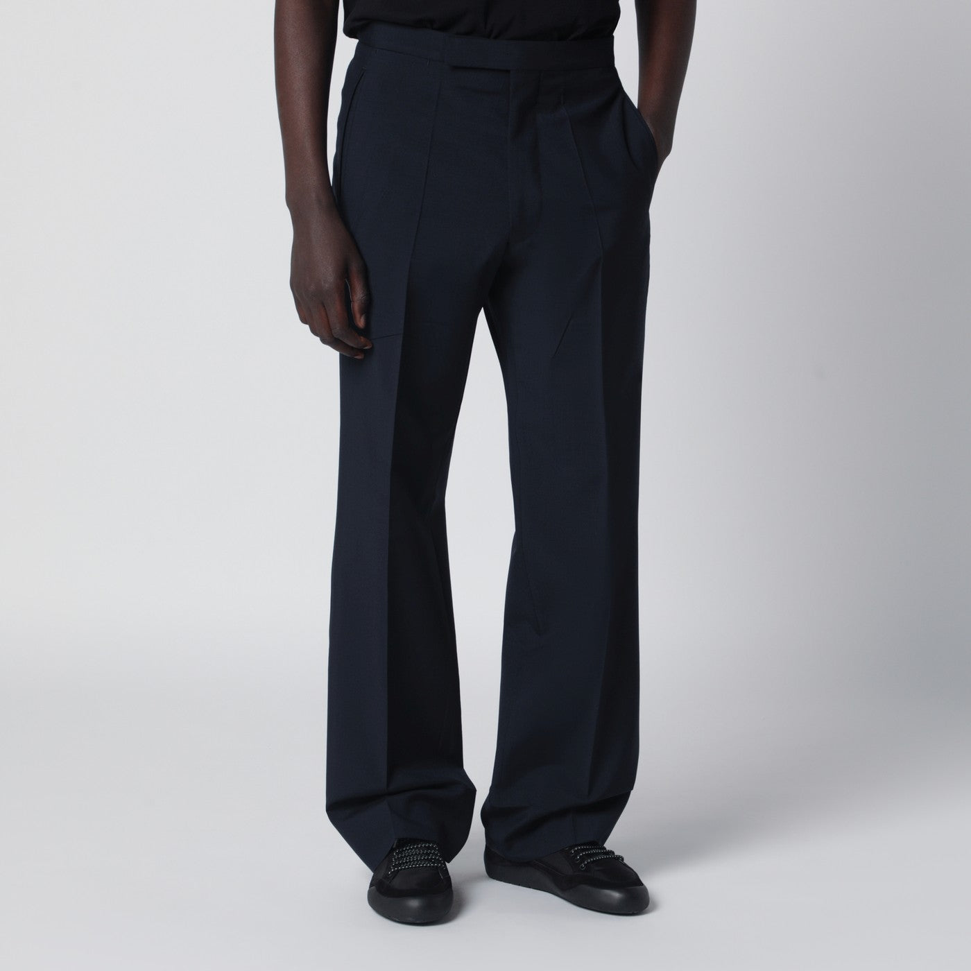 Prada Pantaloni blu in lana e mohair