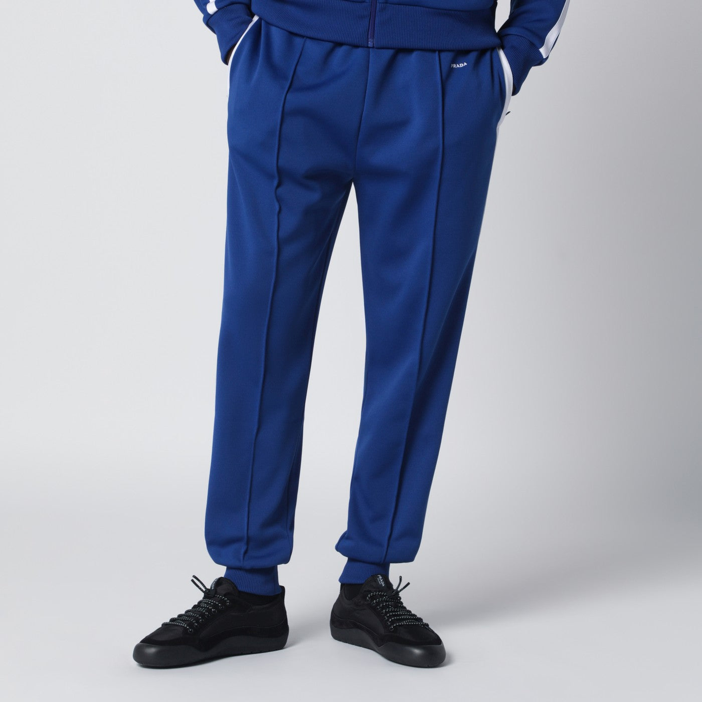 Prada Pantaloni jogging bluette/bianco in tessuto tecnico