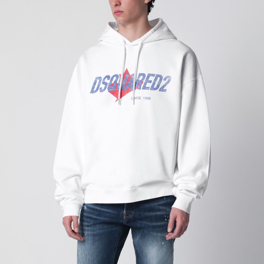 Dsquared2 Felpa Relaxed-Fit bianca con stampa logo
