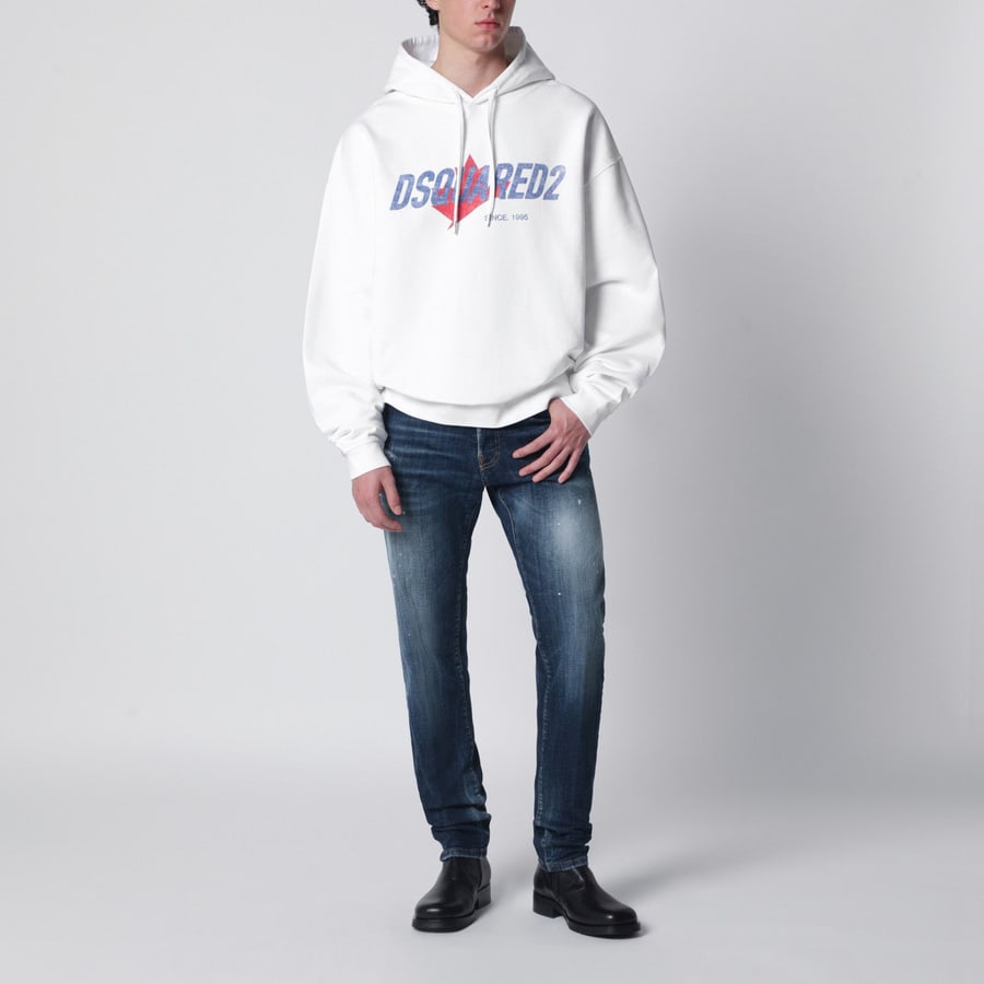 Dsquared2 Felpa Relaxed-Fit bianca con stampa logo, view 2