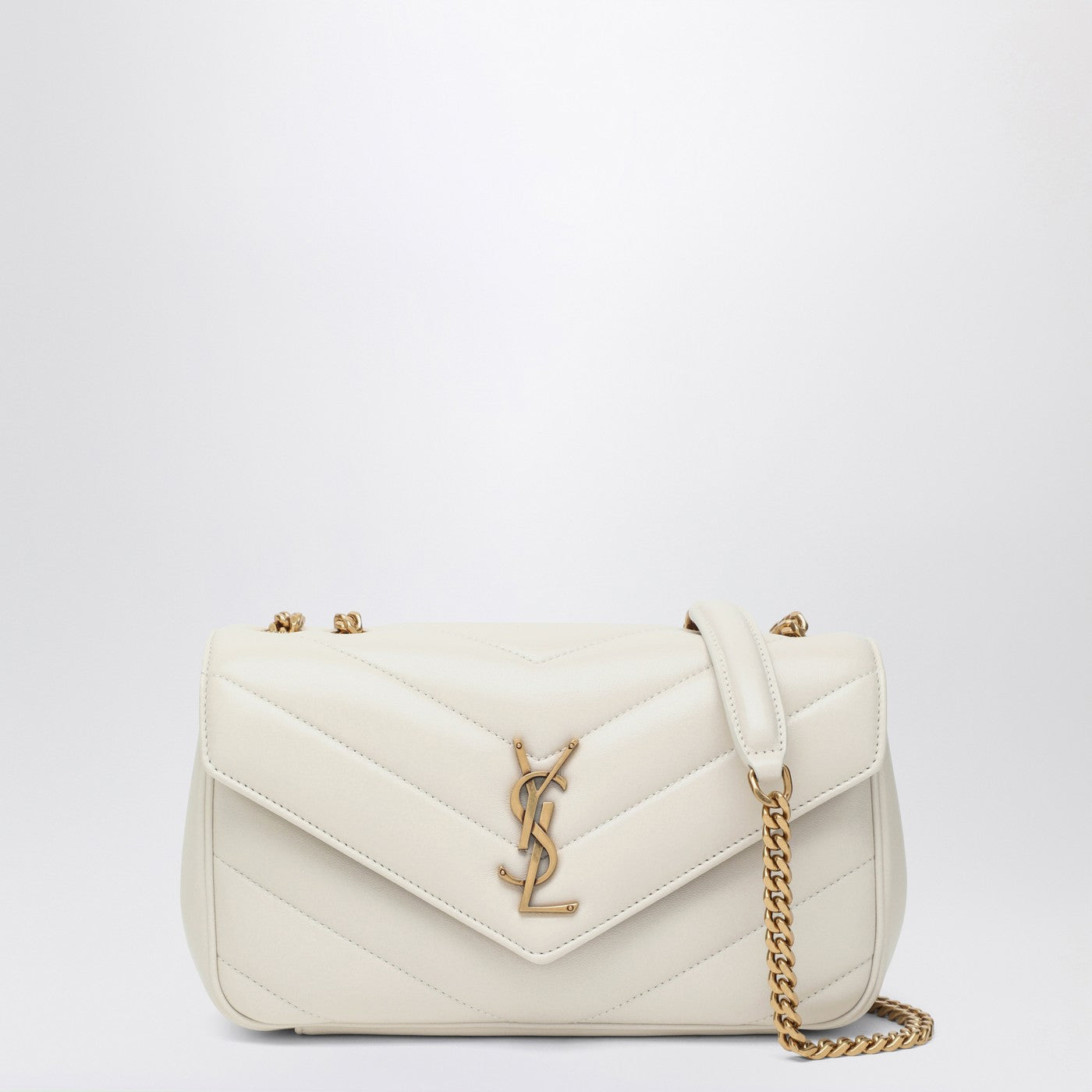 Saint Laurent Borsa LouLou piccola bianca in pelle