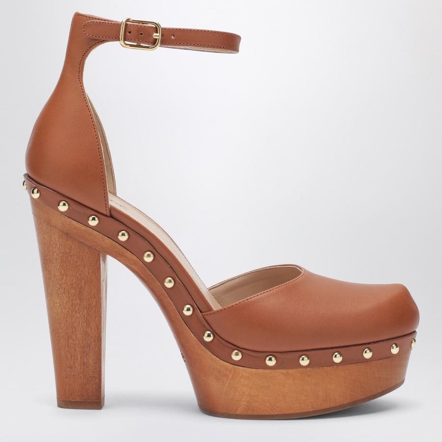 Chloé Décolleté con plateau marrone con borchie