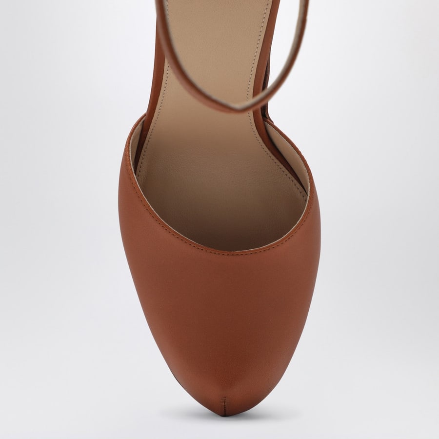 Chloé Décolleté con plateau marrone con borchie, view 3