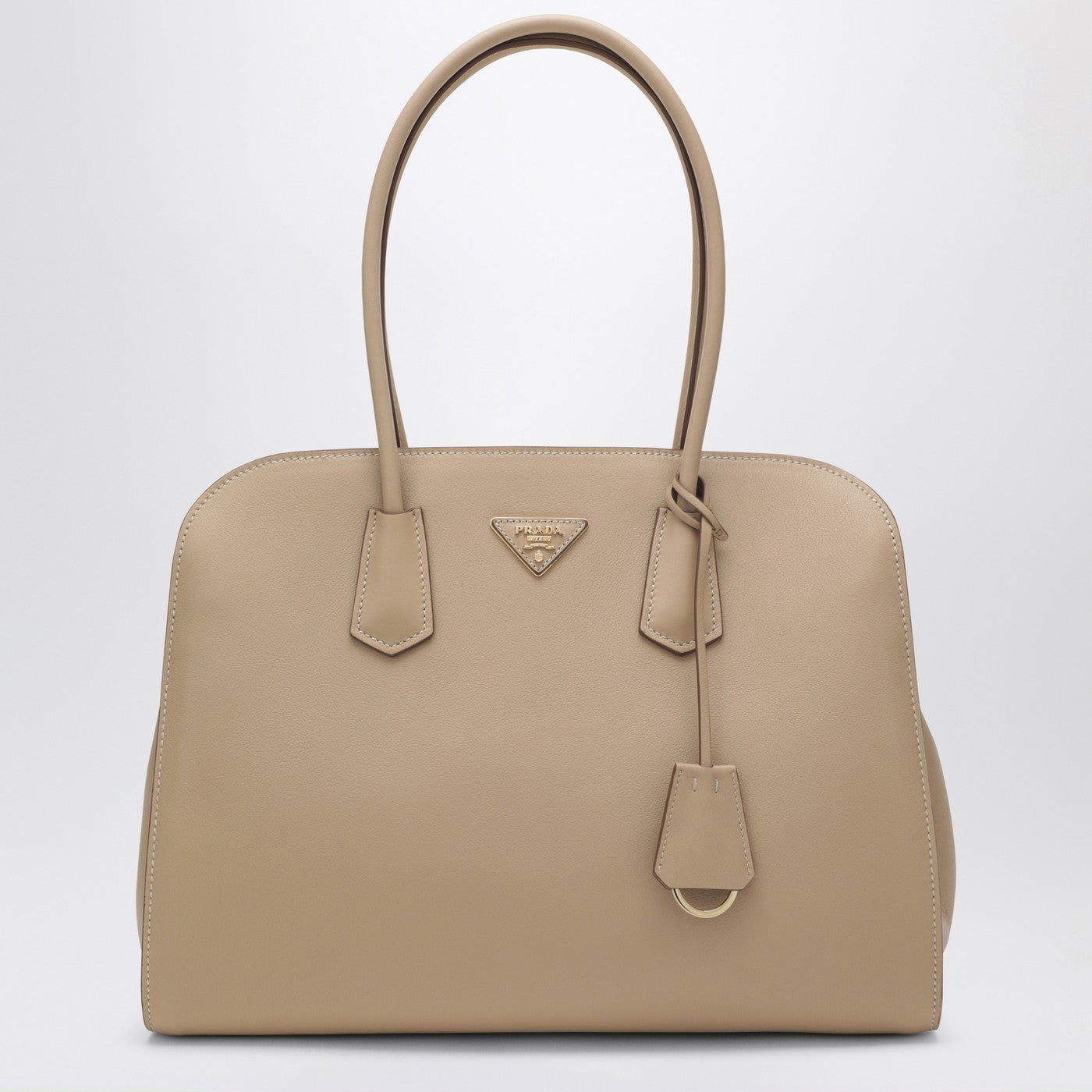 Prada Borsa shopping large in pelle color sabbia