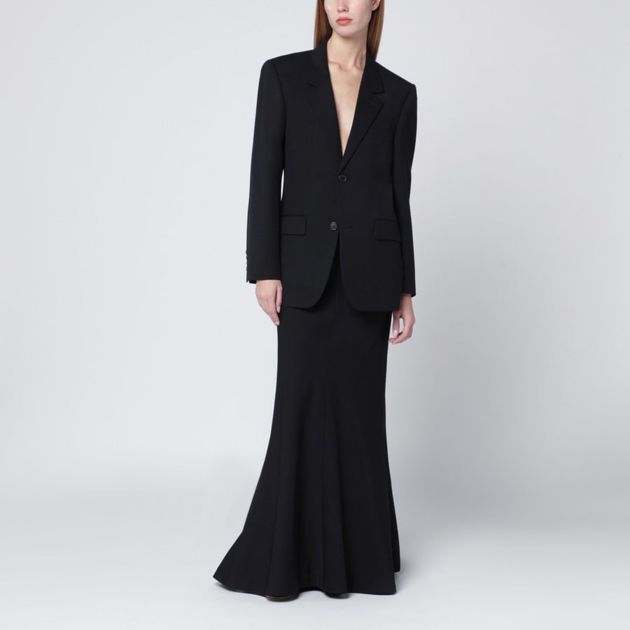 Balenciaga Gonna lunga nera in lana, view 2