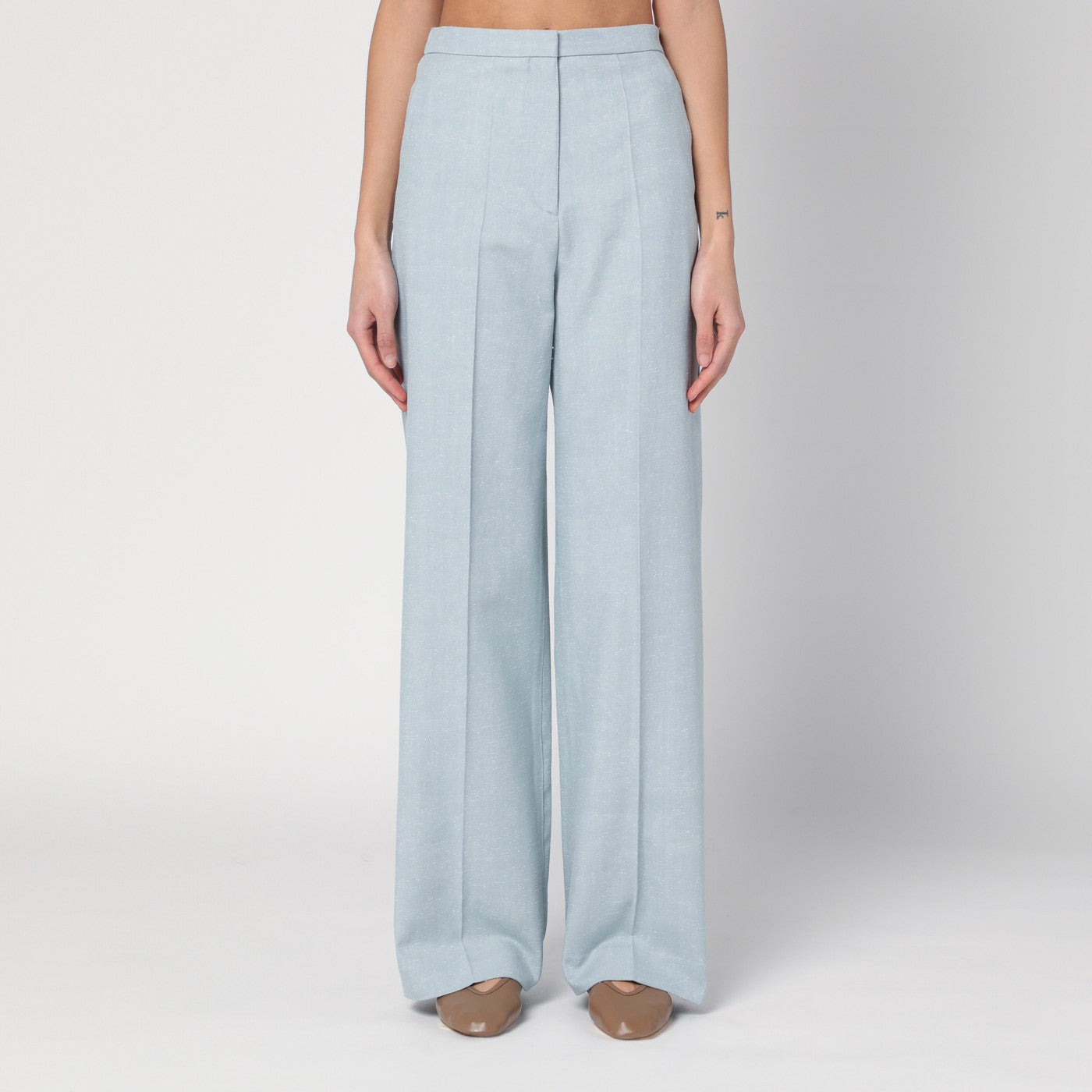 LOULOU DE SAISON Pantalone grigio nebbia in misto cotone
