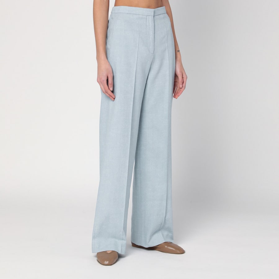 LOULOU DE SAISON Pantalone grigio nebbia in misto cotone, view 3