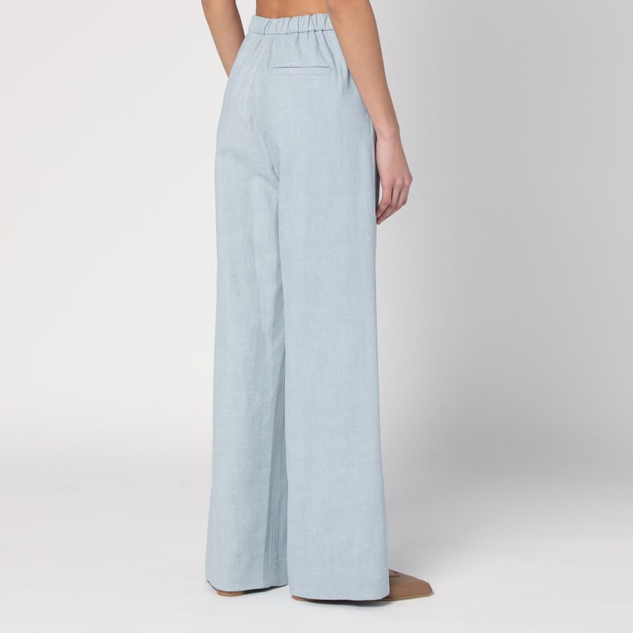 LOULOU DE SAISON Pantalone grigio nebbia in misto cotone, view 4
