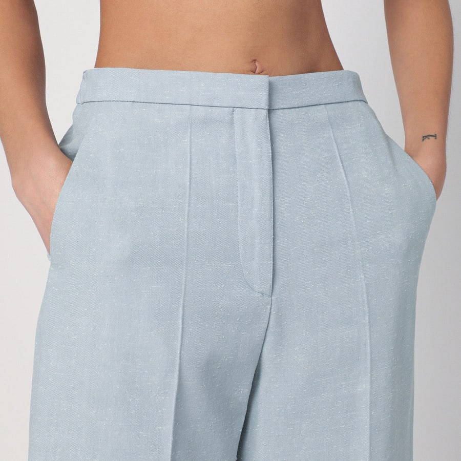 LOULOU DE SAISON Pantalone grigio nebbia in misto cotone, view 5