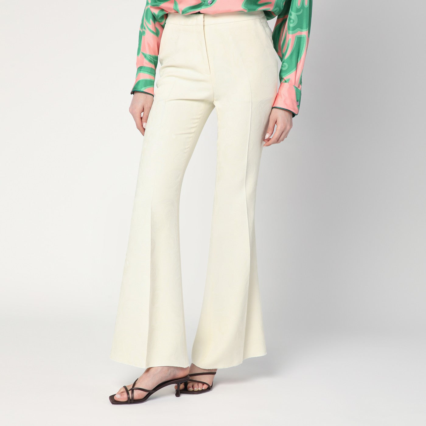 Etro Pantaloni flared avorio in viscosa