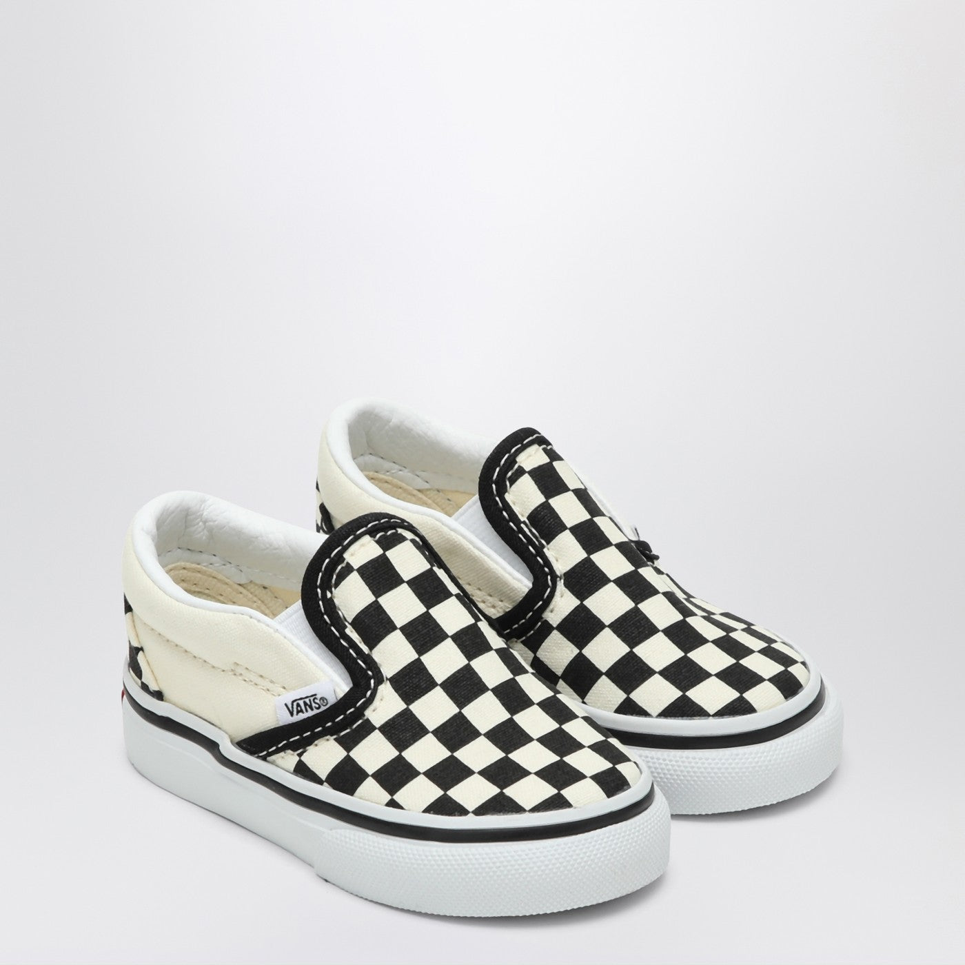 VANS Sneakers Slip-on bianca/nera con motivo Check, view 2