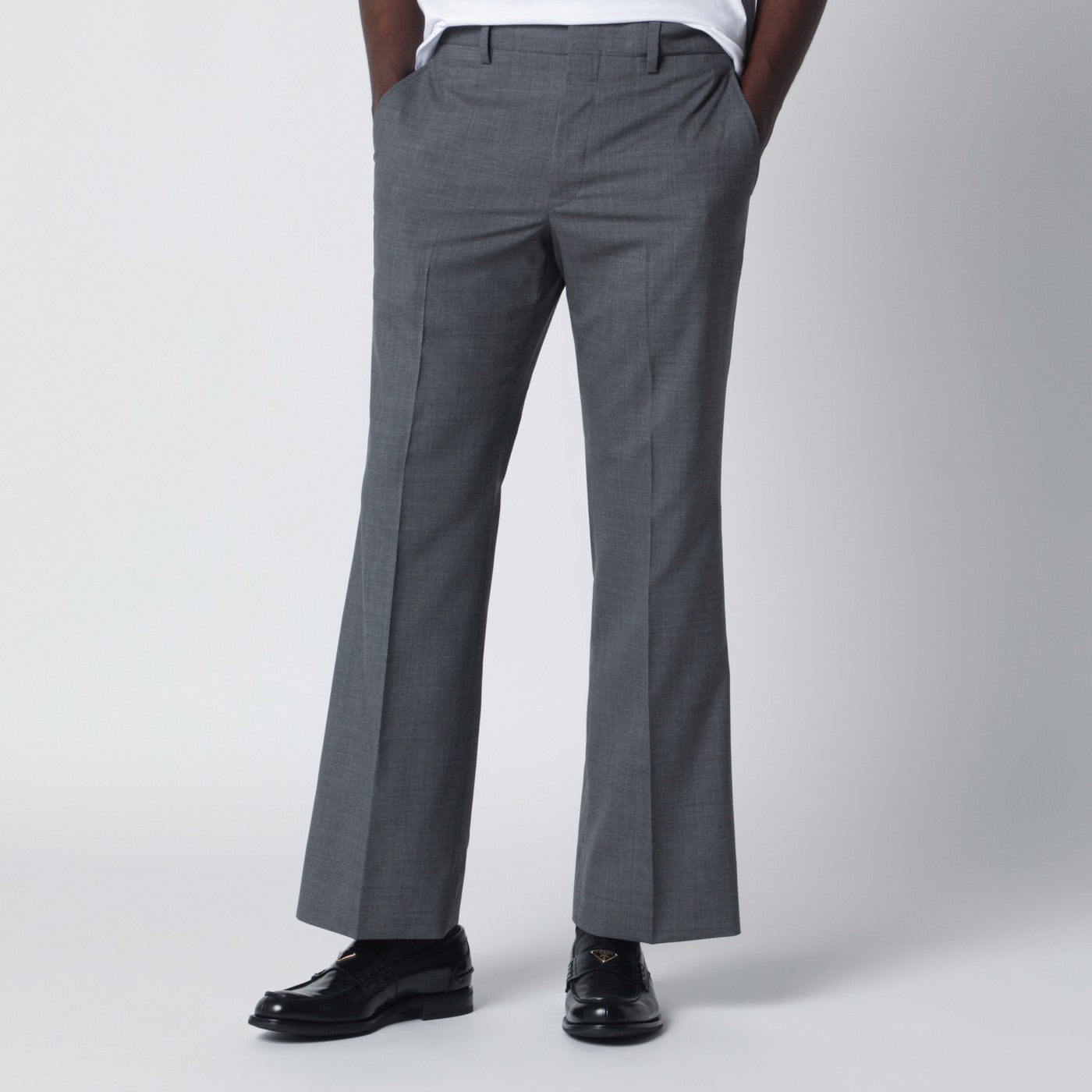 Prada Pantalone svasato grigio in lana