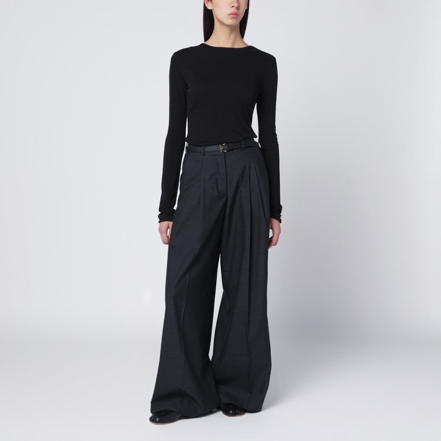 Entire Studios Maglia girocollo nera in misto cotone