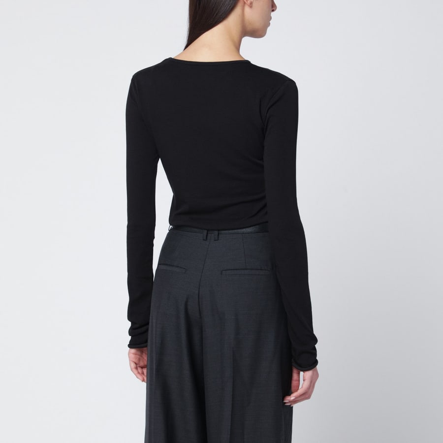 Entire Studios Maglia girocollo nera in misto cotone, view 3