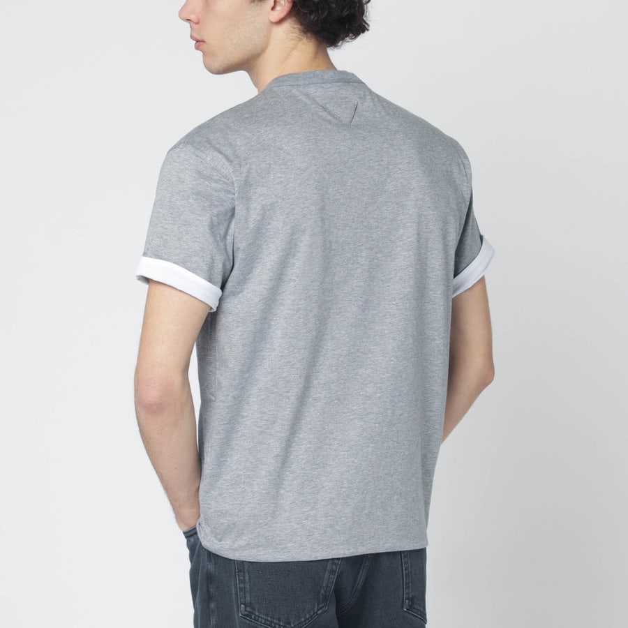 Prada T-shirt reversibile bianca/grigia in cotone, view 7