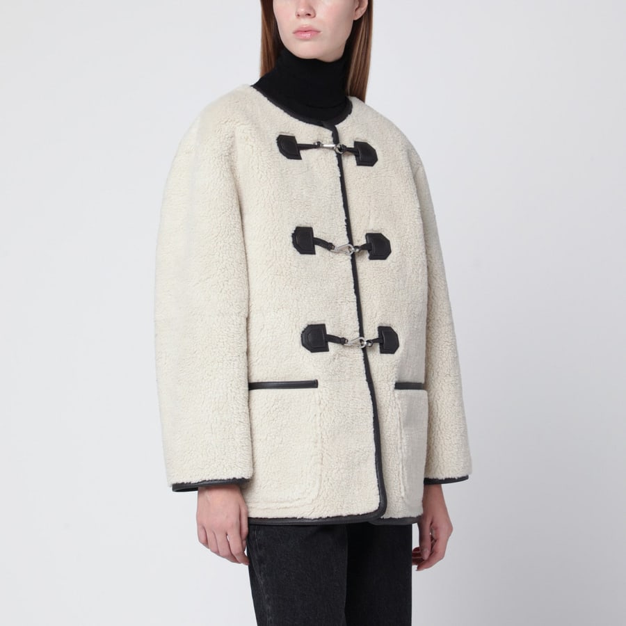 DUNST Giacca color crema in tessuto effetto shearling
