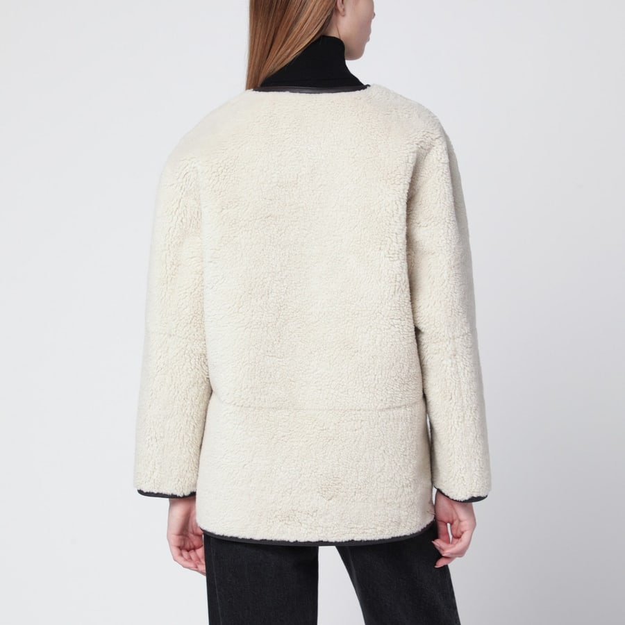 DUNST Giacca color crema in tessuto effetto shearling, view 3