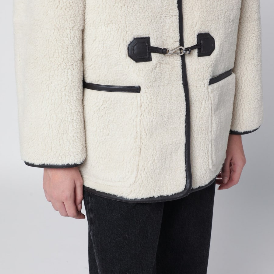 DUNST Giacca color crema in tessuto effetto shearling, view 4