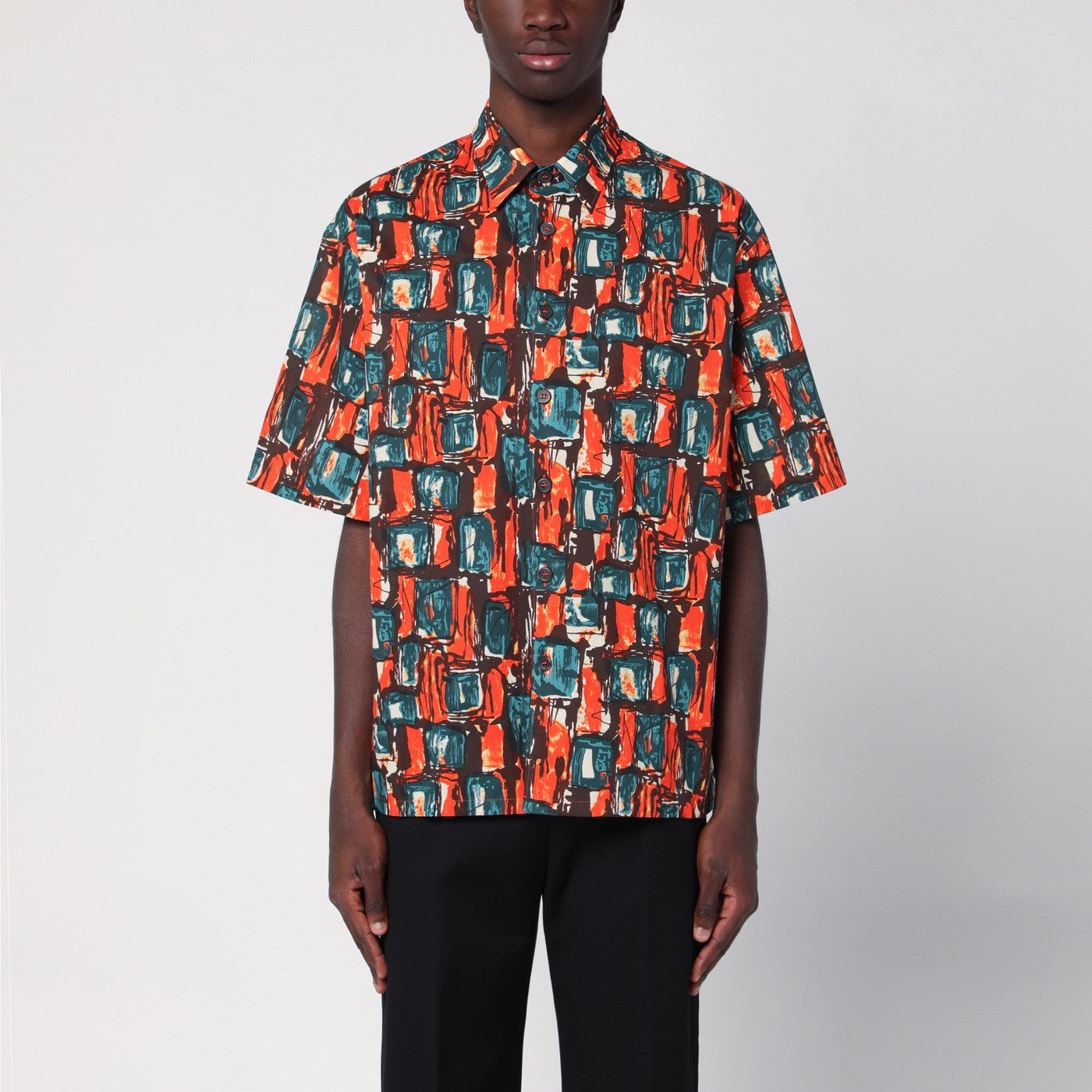 Prada Camicia con stampa multicolore in cotone