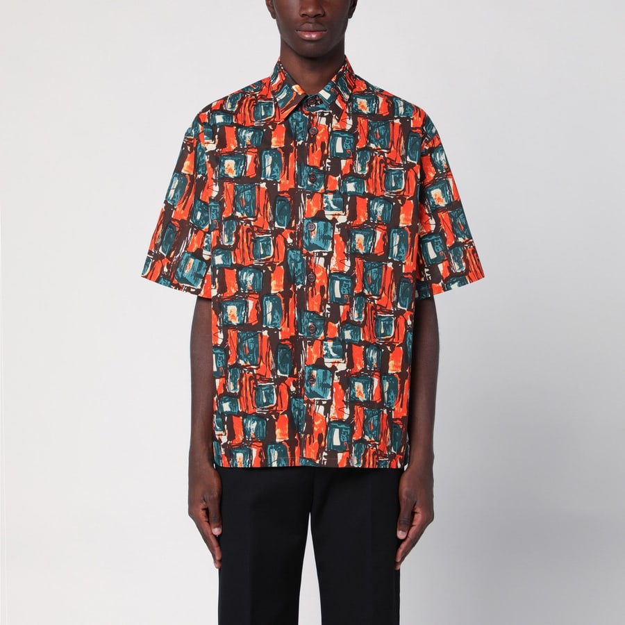 Prada Camicia con stampa multicolore in cotone