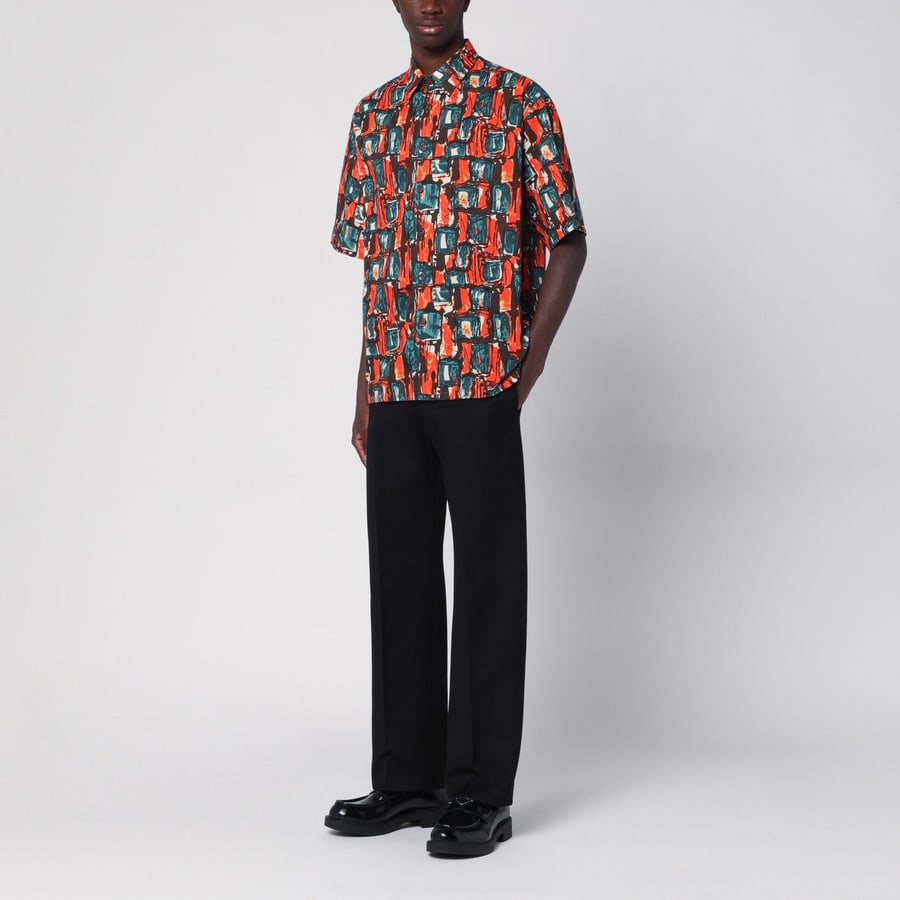 Prada Camicia con stampa multicolore in cotone, view 2